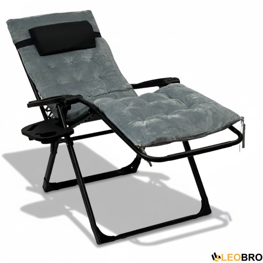 Розкладне крісло шезлонг LEOBRO Zero Gravity Premium Plus Grey Velvet (LB-ZGC-K3-GRY) - 13