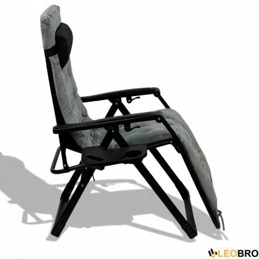 Розкладне крісло шезлонг LEOBRO Zero Gravity Premium Plus Grey Velvet (LB-ZGC-K3-GRY) - 14