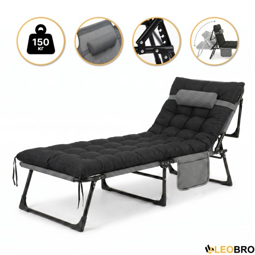 Розкладне ліжко (розкладачка) з матрацом і подушкою LEOBRO Striped (LB-FB-A1-STR) - 1