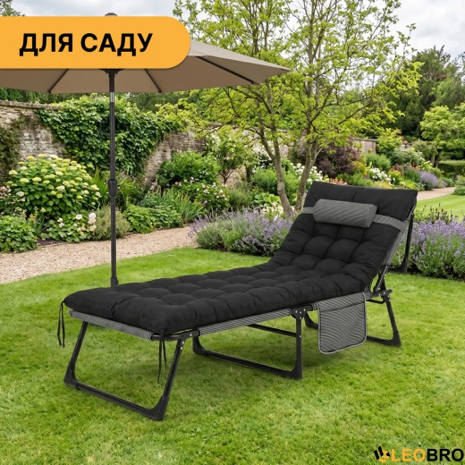Розкладне ліжко (розкладачка) з матрацом і подушкою LEOBRO Striped (LB-FB-A1-STR) - 2