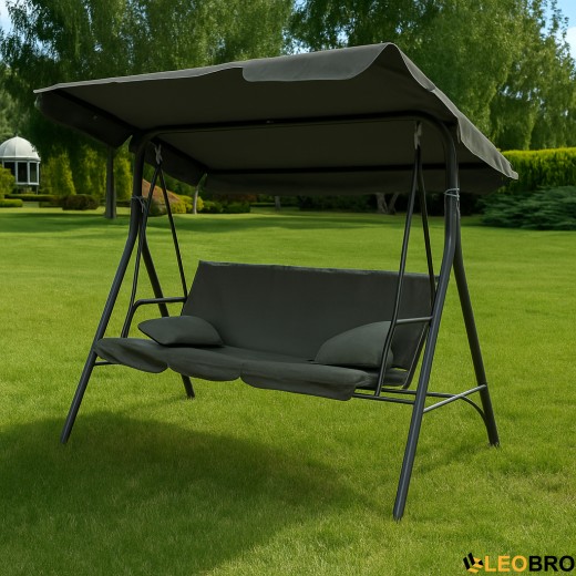 УЦІНКА! Гойдалка з подушками на 3 особи LEOBRO Grey (LB-SW3-D3-GRY) - 1