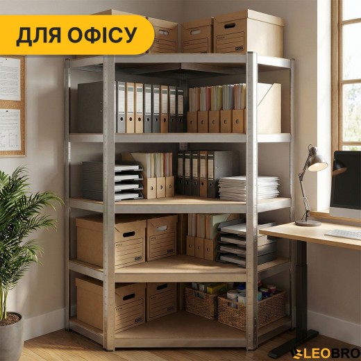 Стелаж кутовий LEOBRO Premium 180 х 90 х 40 см, 175кг/полиця, 5 полиць (LB-R123) - 2