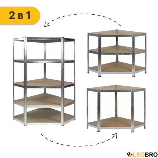 Стелаж кутовий LEOBRO Premium 180 х 90 х 40 см, 175кг/полиця, 5 полиць (LB-R123) - 7