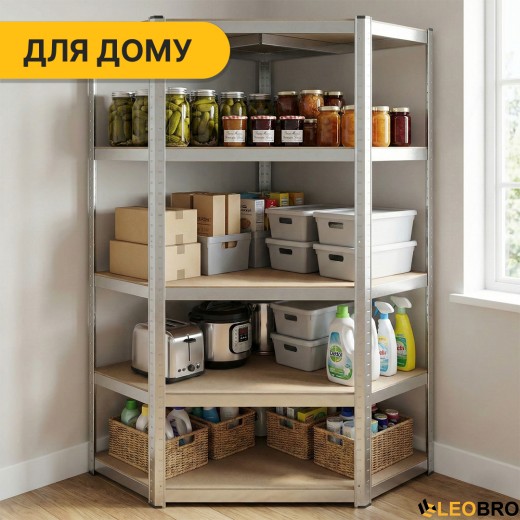 Стелаж кутовий LEOBRO Premium 180 х 90 х 40 см, 175кг/полиця, 5 полиць (LB-R123) - 9