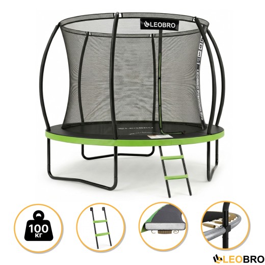 Батут з внутрішньою захисною сіткою 252 см LEOBRO Premium Pro 8FT GREEN (LB-1099) - 1