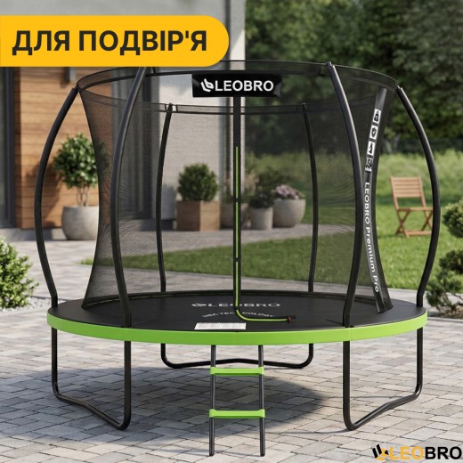 Батут з внутрішньою захисною сіткою 252 см LEOBRO Premium Pro 8FT GREEN (LB-1099) - 9