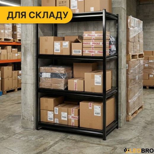 Стелаж з металевими полицями LEOBRO 152 х 70 х 30 см, 175кг/полиця, 4 полиці (LB-R126) - 2