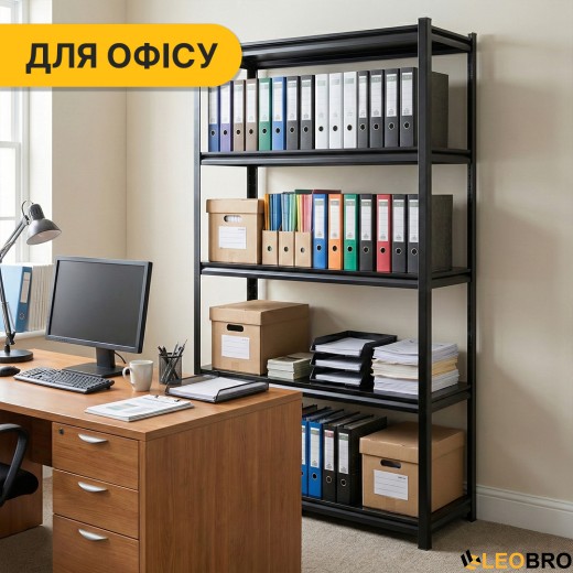Стелаж з металевими полицями LEOBRO 182 х 90 х 40 см, 175кг/полиця, 5 полиць (LB-R127) - 10
