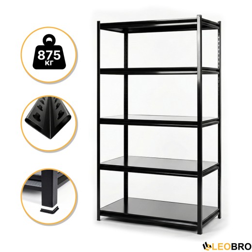 Стелаж з металевими полицями LEOBRO 182 х 90 х 40 см, 175кг/полиця, 5 полиць (LB-R127) - 1