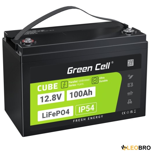 Акумулятор Green Cell LiFePO4 100Ah + BMS 12.8V (LFPGC12V100AH) - 1