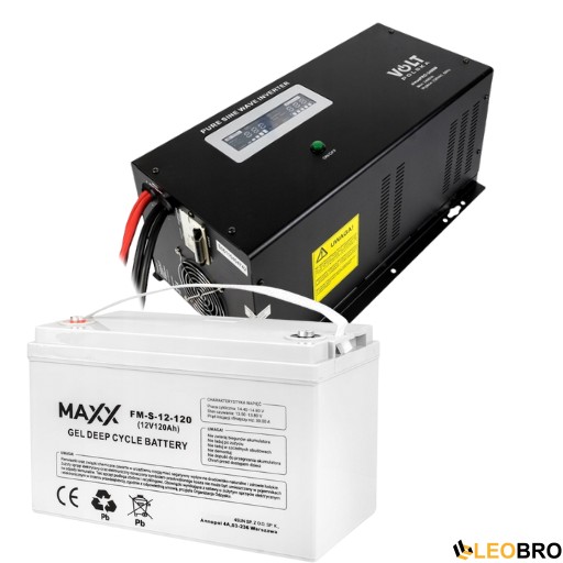 Комплект Volt Polska SINUS PRO 2400 W 12/230V 1600/2400W + Акумулятор MAXX AGM VRLA 120Ah 12V  - 1