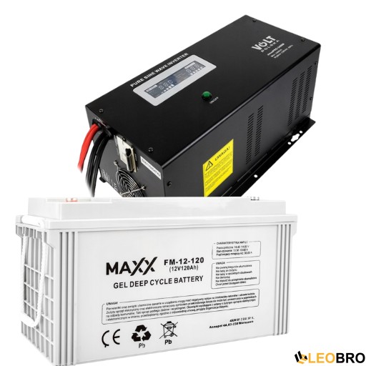 Комплект Volt Polska SINUS PRO 2400 W 12/230V 1600/2400W + Акумулятор MAXX GEL DEEP VRLA 120Ah 12V - 1