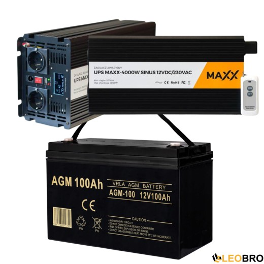 Комплект аварійного живлення 4SUN MAXX SINUS 4000W + Акумулятор VOLT AGM 100Ah (20А) - 1