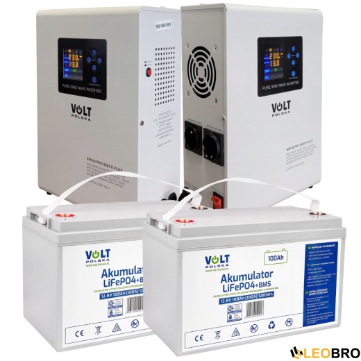 Аварійний комплект Volt Polska SINUS PRO 2600 E PLUS 24/230V 1800/2600W + 2 шт Акумулятор LiFePo4 12,8V 100 Ah - 1