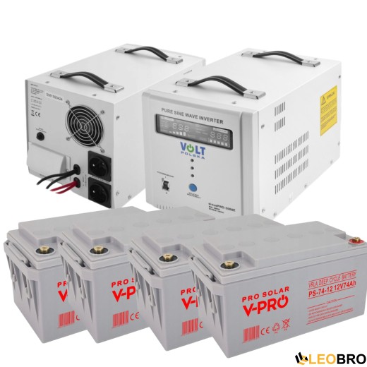 Гібридний ДБЖ/інвертор Volt Polska SINUS PRO 3000 E + 4 Акумуляторb VOLT AGM  DEEP CYCLE 74Ah 12V  - 1