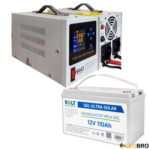 Комплект Volt Polska SINUS PRO 1100 E PLUS 12/230V 700/1100W + Акумулятор GEL 12V 110 Ah - 1