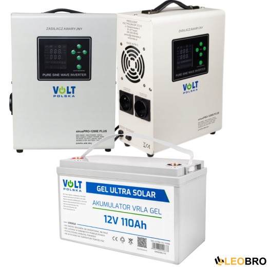 Комплект Volt Polska SINUS PRO 1200 E PLUS 12/230V 800/1200W + Акумулятор GEL 12V 110 Ah - 1