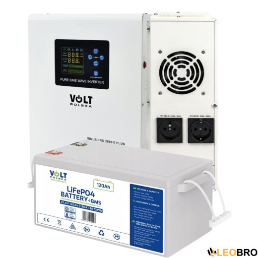 Аварійний комплект Volt Polska SINUS PRO 2600 E PLUS 24/230V 1800/2600W + Акумулятор LiFePo4 25,6V 120 Ah  - 1