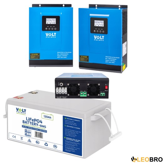 Комплект аварійного та автономного живлення VOLT SINUS PRO ULTRA 6500VA + LiFePo4 25,6V 120Ah - 1