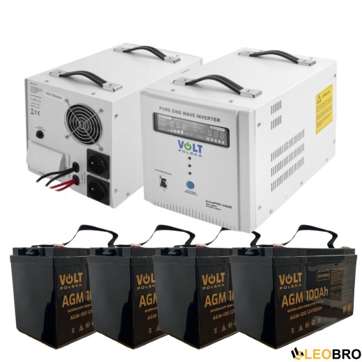 Комплект Гібридний ДБЖ/інвертор Volt Polska SINUS PRO 3000 E + 4 Акумулятора AGM Volt Polska 100 Ah  - 1