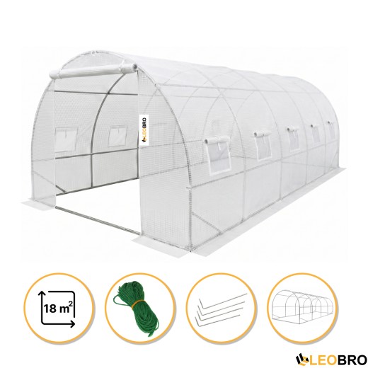 Посилена садова теплиця парник LEOBRO Garden 18м2 White (LB-18M25W) - 1
