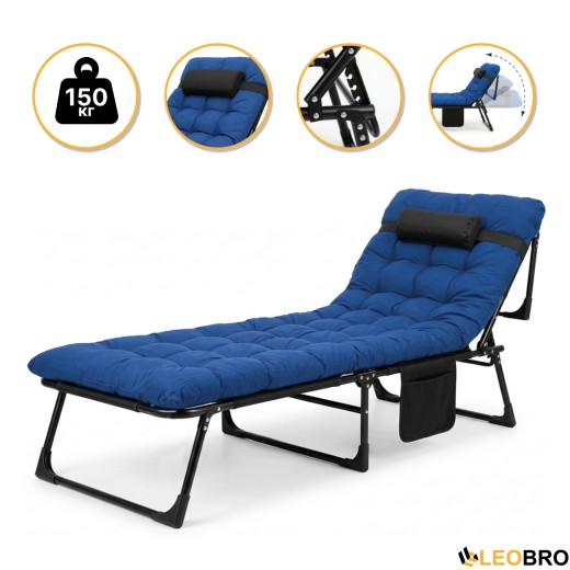 УЦІНКА! Розкладне ліжко (розкладачка) з матрацом і подушкою LEOBRO Blue (LB-FB-A1-BLU) - 1