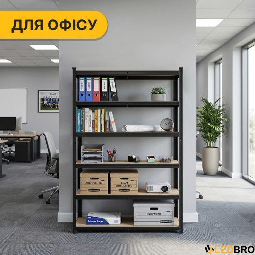Стелаж LEOBRO Premium Black 180 х 100 х 50 см, 200кг/полиця, 5 полиць (LB-R129) - 10