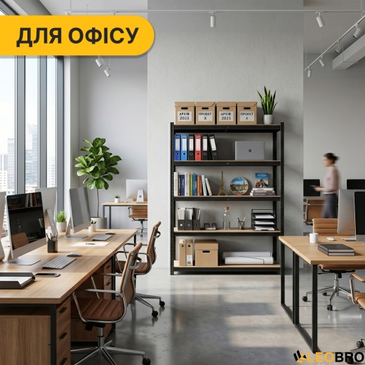 Стелаж LEOBRO Premium Black 180 х 100 х 60 см, 200кг/полиця, 5 полиць (LB-R130) - 10