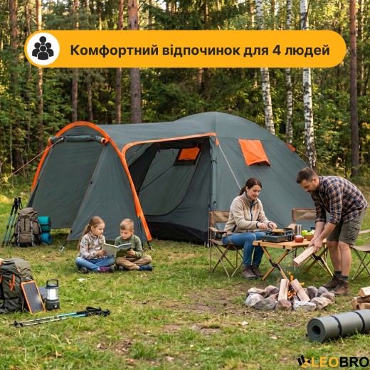 Туристичний намет LEOBRO Pro Camp Haki (LB-1089) - 12