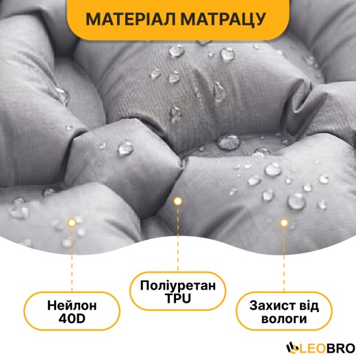 Надувний похідний килимок матрац LEOBRO Air Mat 190 x 60 см Grey (LB-1094) - 3