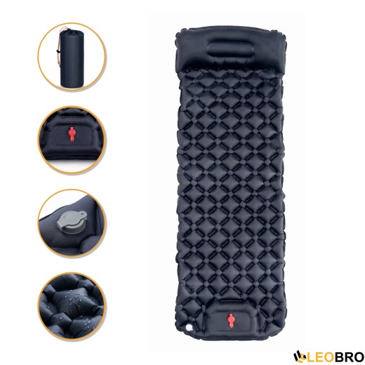 Надувний похідний килимок матрац LEOBRO Air Mat 190 x 60 см Blue (LB-1096) - 1