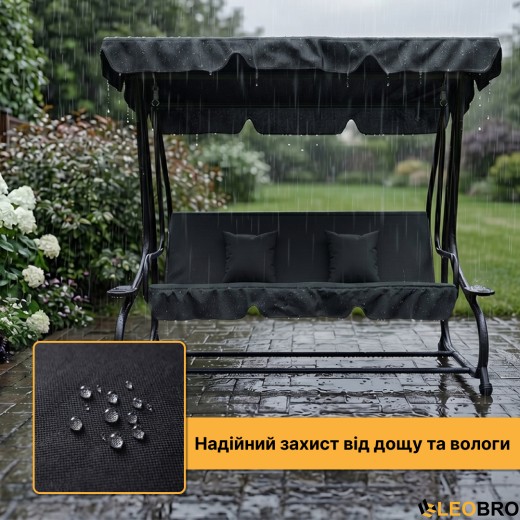 Велика гойдалка з подушками LEOBRO Luxury Black (LB-1041) - 8
