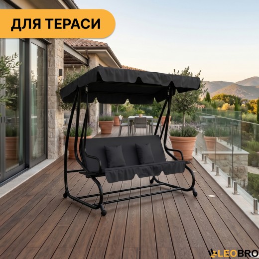 Велика гойдалка з подушками LEOBRO Luxury Black (LB-1041) - 9