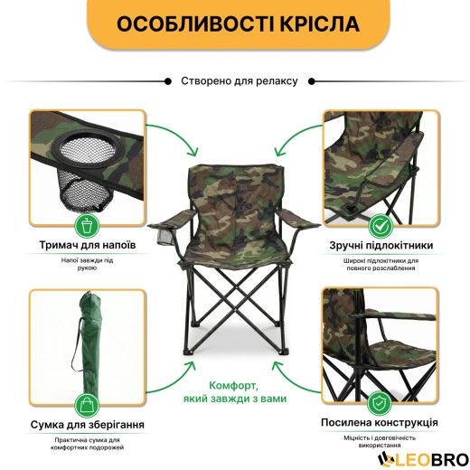 Раскладное туристическое кресло LEOBRO Lite Military (LB-1077) раскладное туристическое кресло LEOBRO Lite Military (LB-1077) - 5