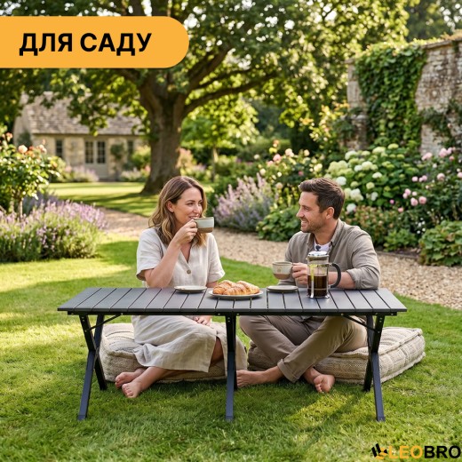 Розкладний туристичний стіл LEOBRO Camp Black XL (LB-1070) - 2