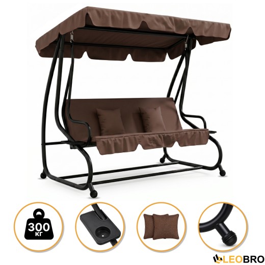 Велика гойдалка з подушками LEOBRO Luxury Brown (LB-1044) - 1