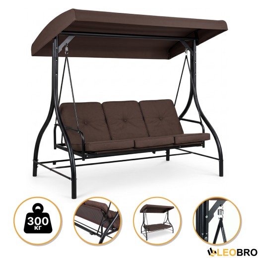 Садовая качель с толстым матрасом LEOBRO Luxury Pro Brown (LB-1045) Садовая качель с толстым матрасом LEOBRO Luxury Pro Brown (LB-1045) - 1