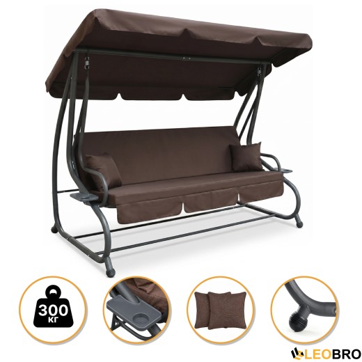 Велика гойдалка з подушками LEOBRO Luxury Plus Brown (LB-1048) - 1
