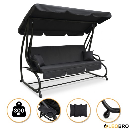 Велика гойдалка з подушками LEOBRO Luxury Plus Black (LB-1049) - 1