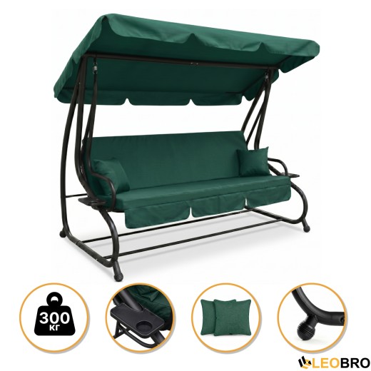 Велика гойдалка з подушками LEOBRO Luxury Plus Green (LB-1050) - 1