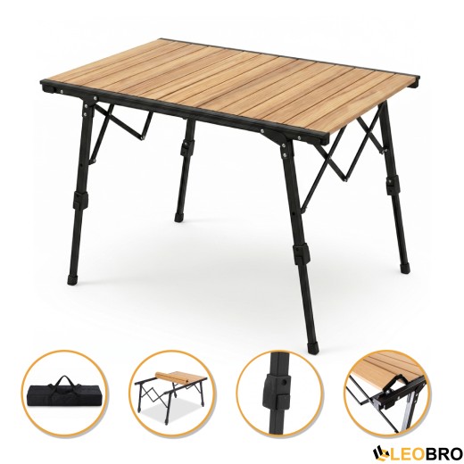 Раскладной туристический стол LEOBRO Pro Camp Wood Alu (LB-1063) - 1