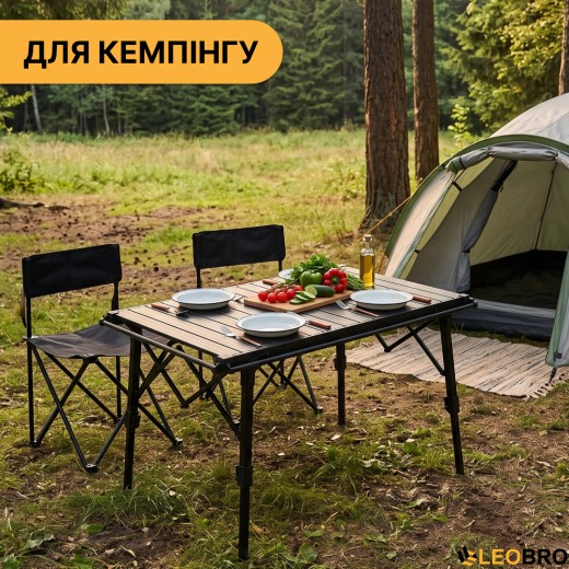 Розкладний туристичний стіл LEOBRO Pro Camp Black Alu (LB-1064) - 9