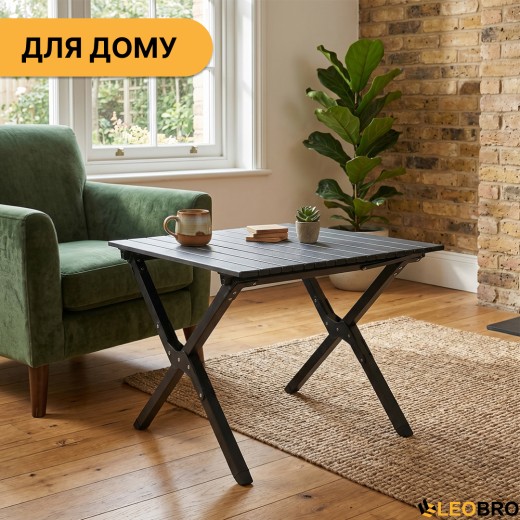 Розкладний туристичний стіл LEOBRO Camp Black M (LB-1066) - 11