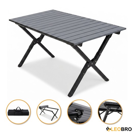 Розкладний туристичний стіл LEOBRO Camp Black L (LB-1068) - 1