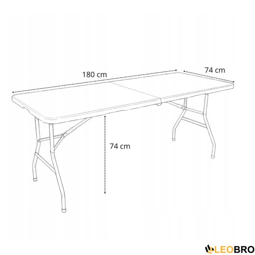 Розкладний стіл для кейтерингу FunFit 180x74 x 4 см Білий (4899) - 4