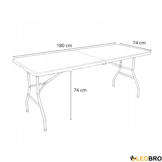 Розкладний стіл для кейтерингу FunFit 180x74 x 4 см Чорний (4900) - 3