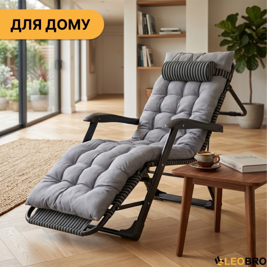 Розкладне крісло ліжко з подушкою LEOBRO Black (LB-1141) - 12
