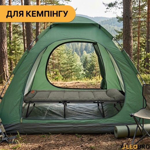 Розкладне ліжко (розкладачка) з вбудованим матрацом LEOBRO Khaki (LB-FB-S1-KHA) - 3