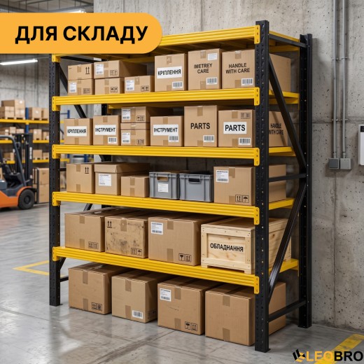 Металевий стелаж LEOBRO Premium Pro 200 х 200 х 50 см, 300кг/полиця, 5 полиць (LB-R132) - 10