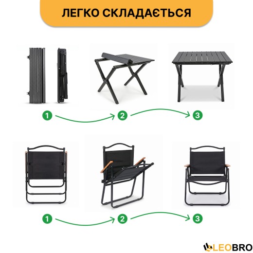 Набір для кемпінгу середній два крісла та стіл LEOBRO LB-106672 - 8
